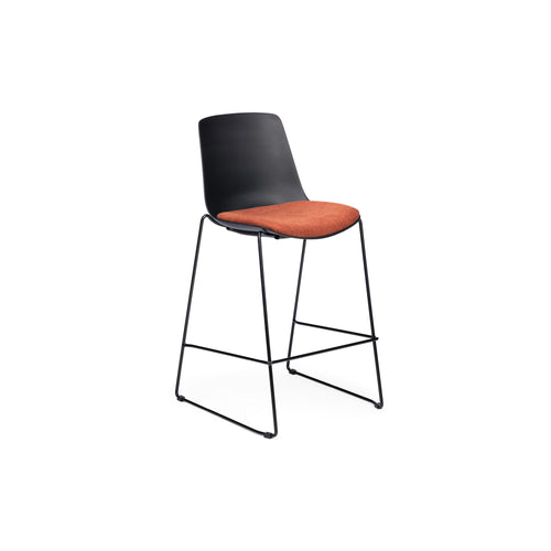 Chair Solutions OLA Stool 66 Hi Back - Black Sled - Black Shell - Seat Pad